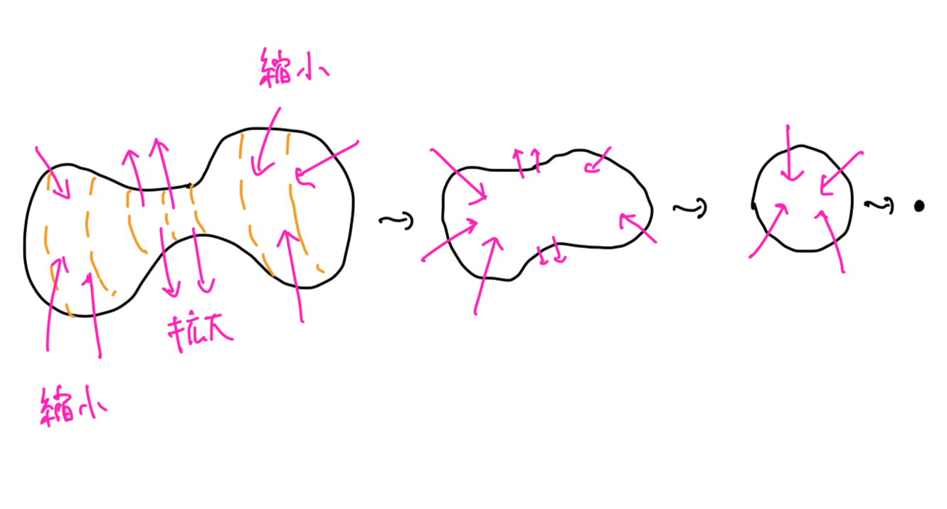 ダンベル型の曲面をリッチフローで流す