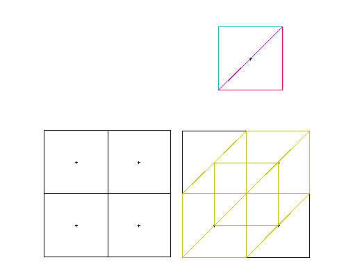 上図.奥行2,!FORMULA[5][2061539926][0] 下図.奥行2,!FORMULA[6][-1345922728][0]の三項係数を持つと考える斜方格子