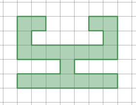 直線3本で面積7等分できる領域の例