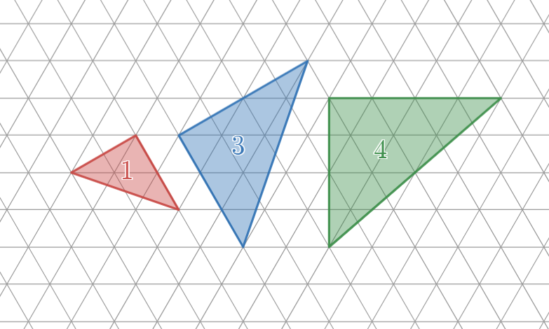 正三角形格子上の相似な図形の面積比は2倍になることはない