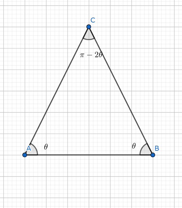 底角を !FORMULA[91][1782773758][0] とする二等辺三角形