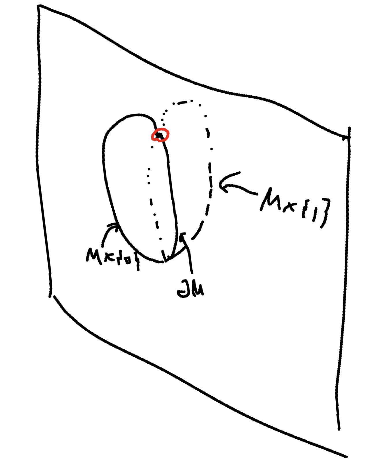 滑らかな曲面のDouble。赤丸は、Doubleによって生じる特異点