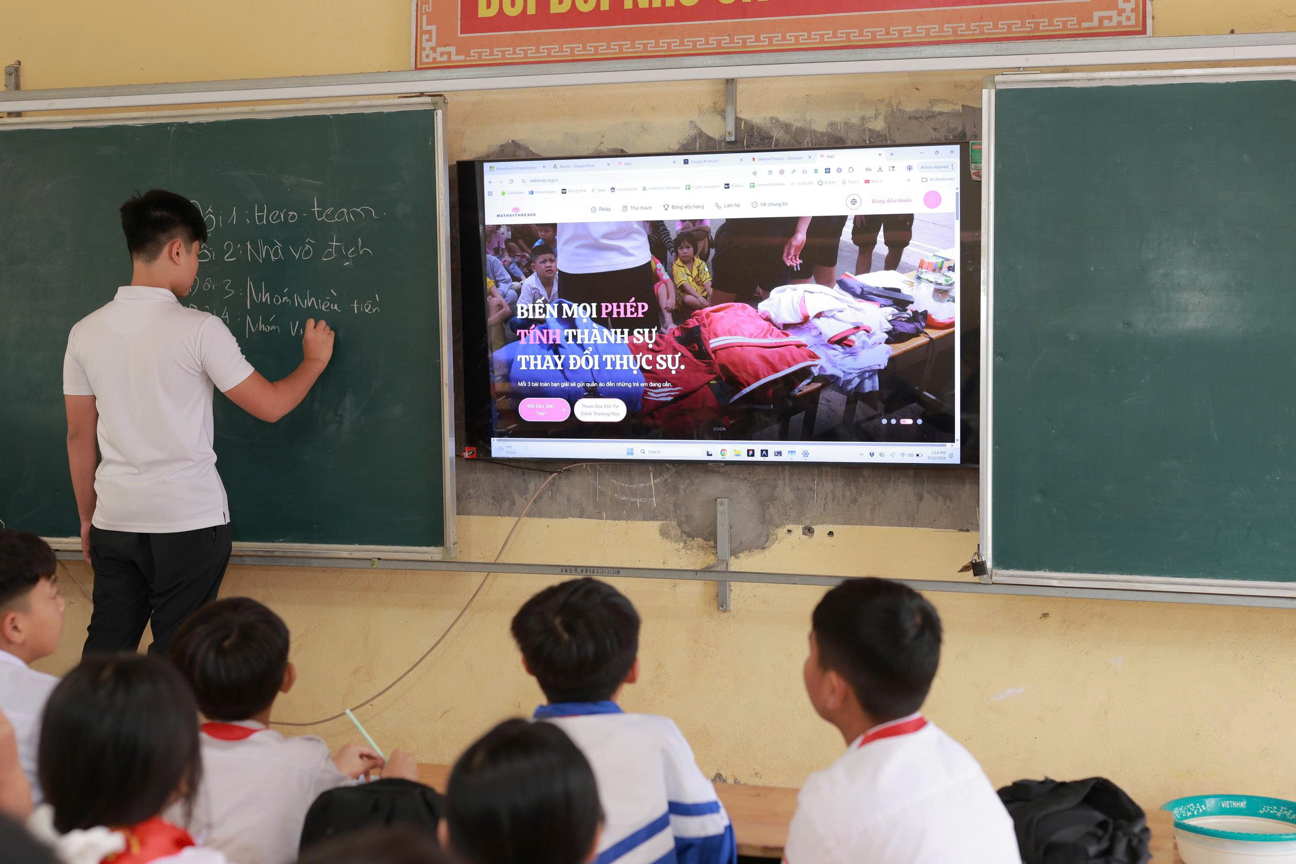 Students learning in a classroom
