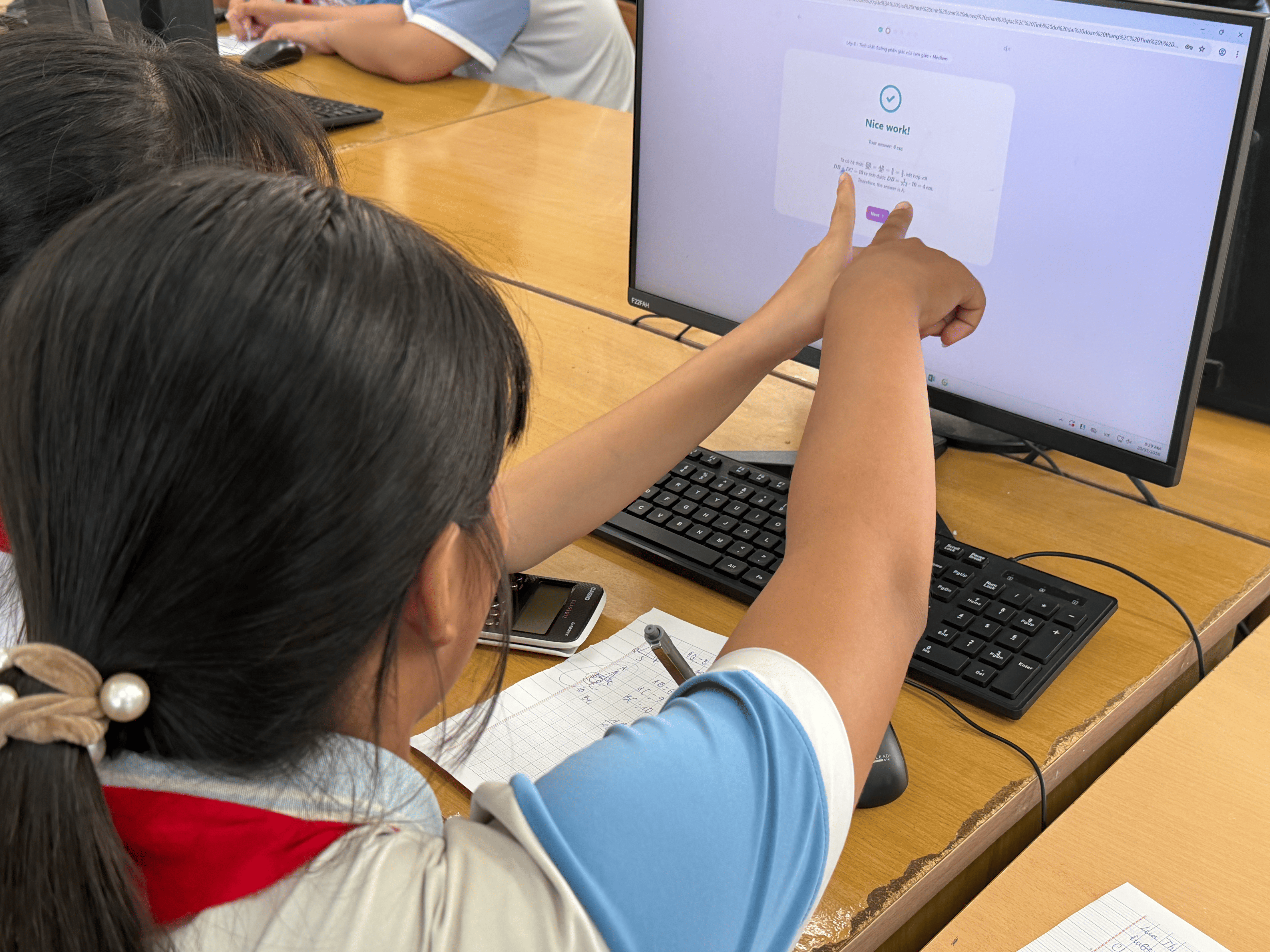 Students participating in a Maths4Threads relay session in rural Vietnam