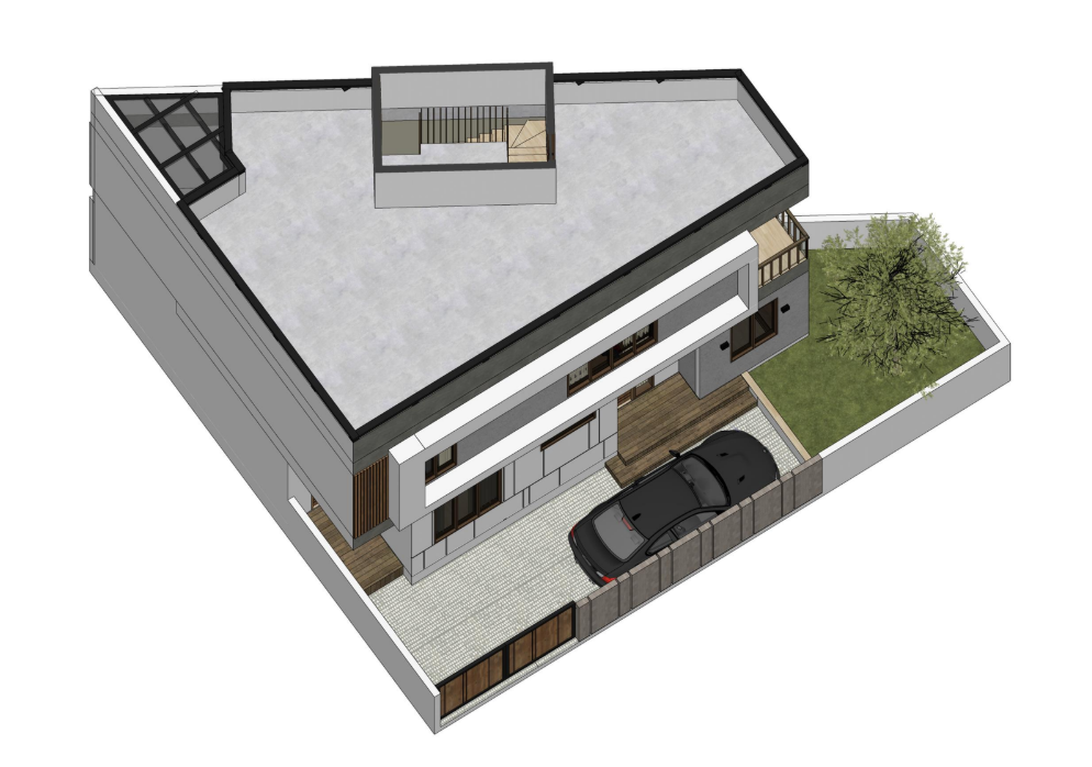 Desain rumah di tanah miring (Gambar Lantai 3)