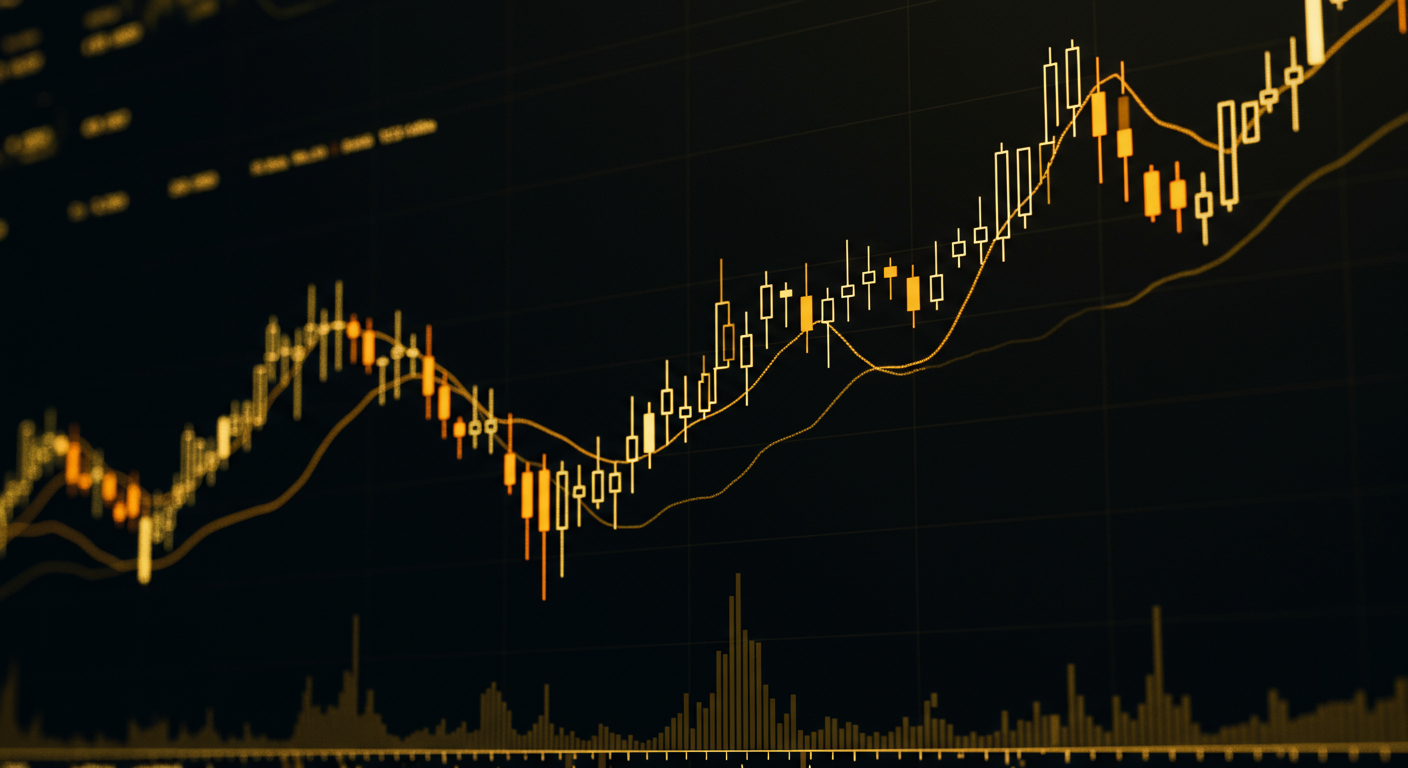 Ejemplo de volatilidad en el mercado financiero en una grafica profesional de trading
