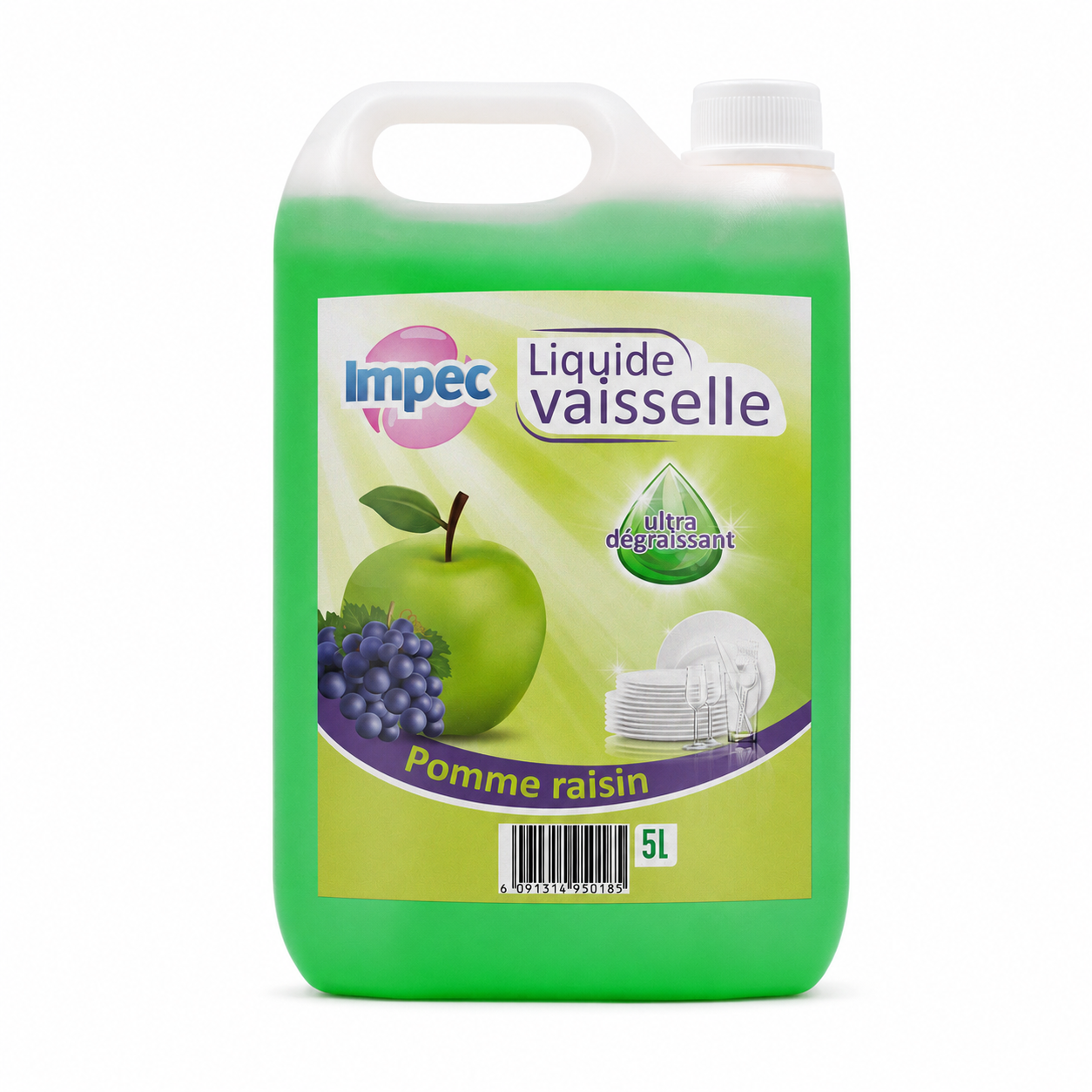 Liquide vaisselle Impec 5 L – Pomme raisinLiquide vaisselle Impec 5 L – Pomme raisin