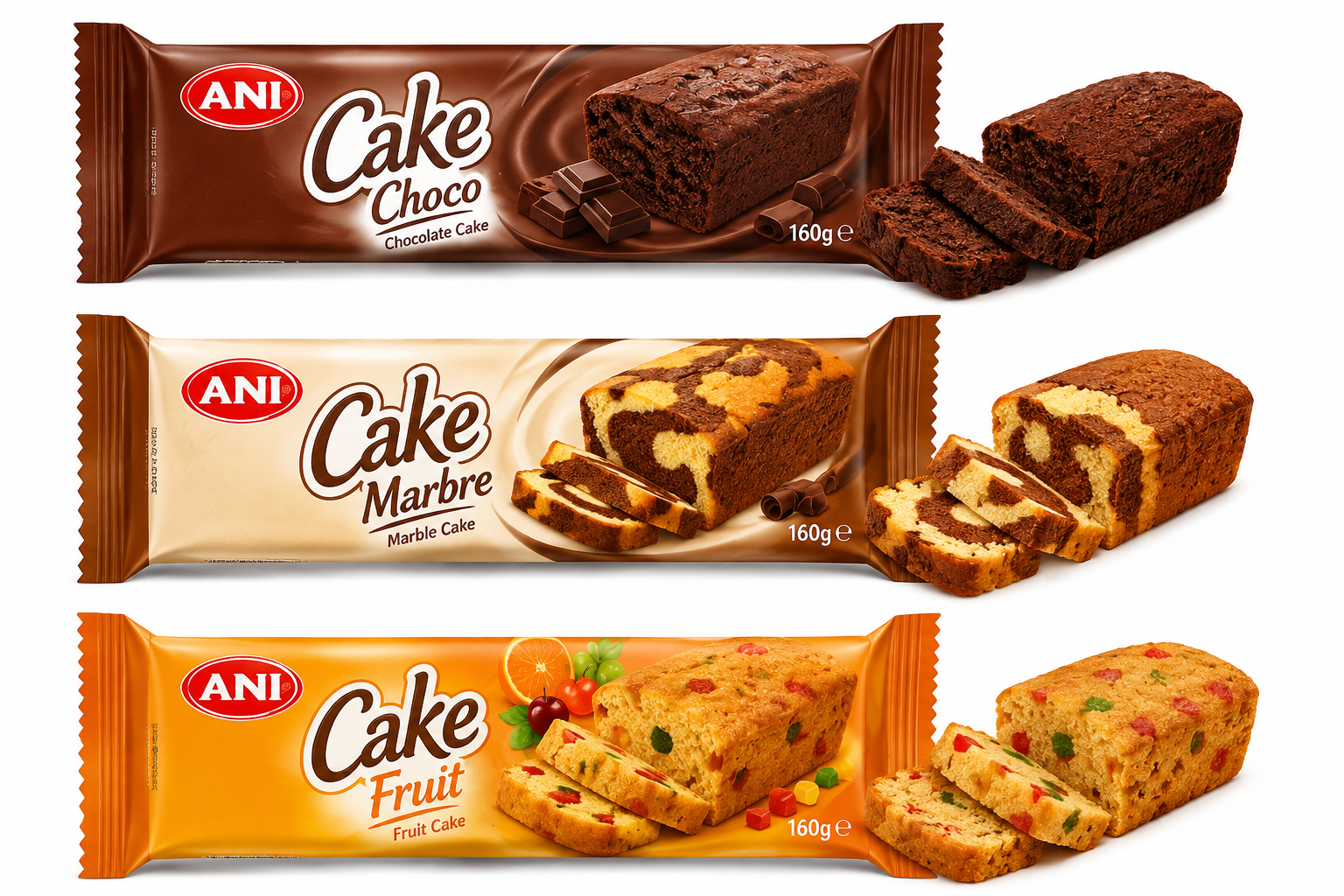 ANI CAKE CHOCO/MARBRE/FRUIT 160G 4*6