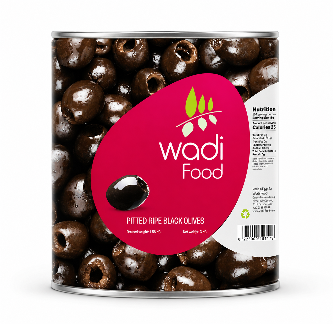 Olives noires dénoyautées Wadi Food – 3 kg