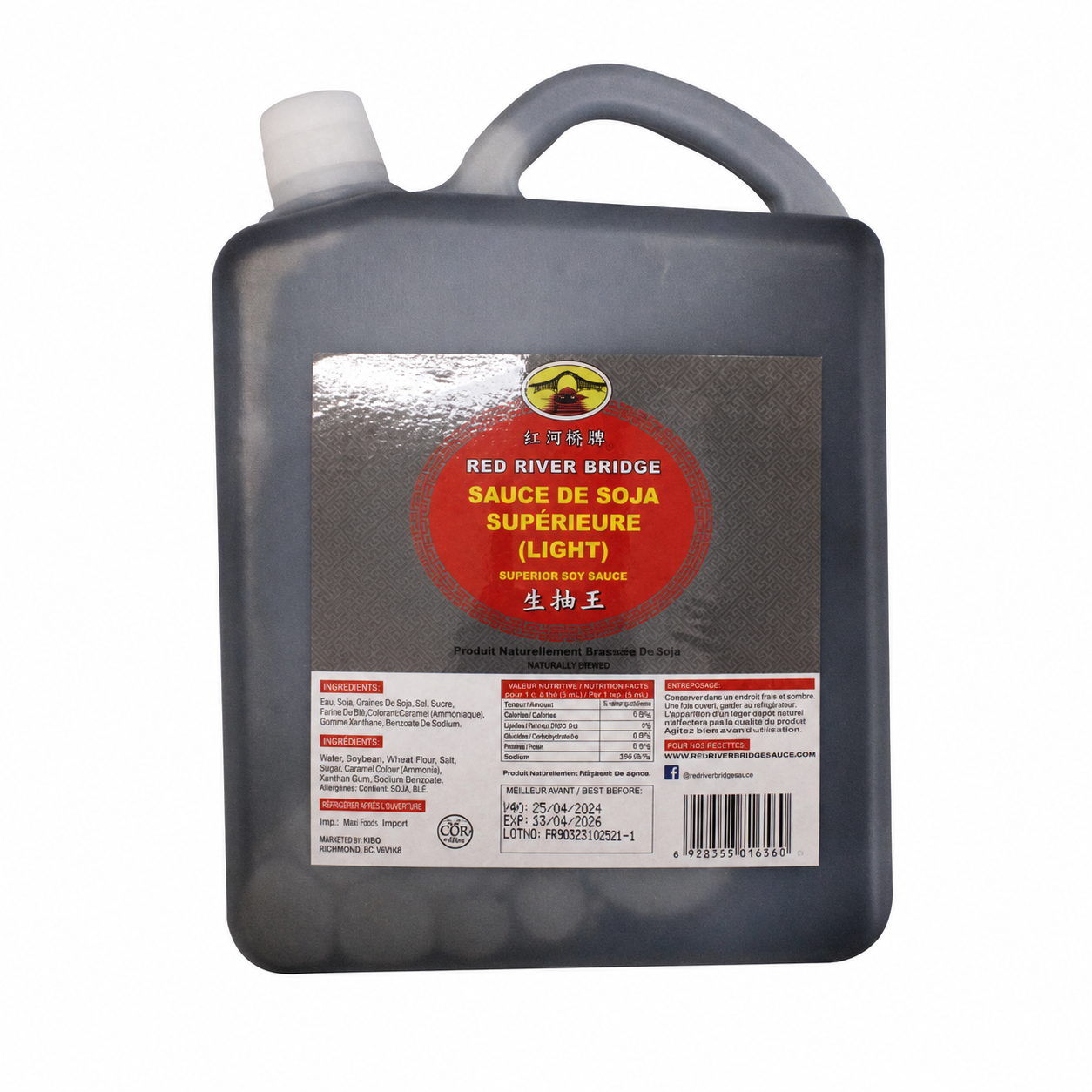 Sauce de soja supérieure Light Red River Bridge – 5 L