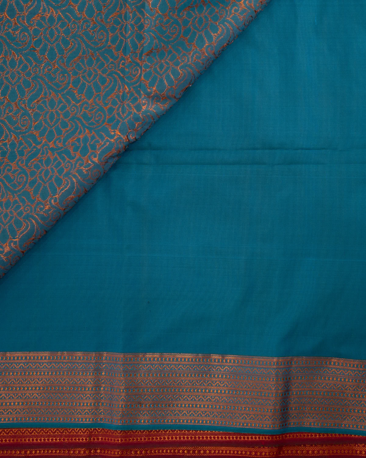 Kolam Red Kanchipuram Saree with Geometric Buttas — photo 4