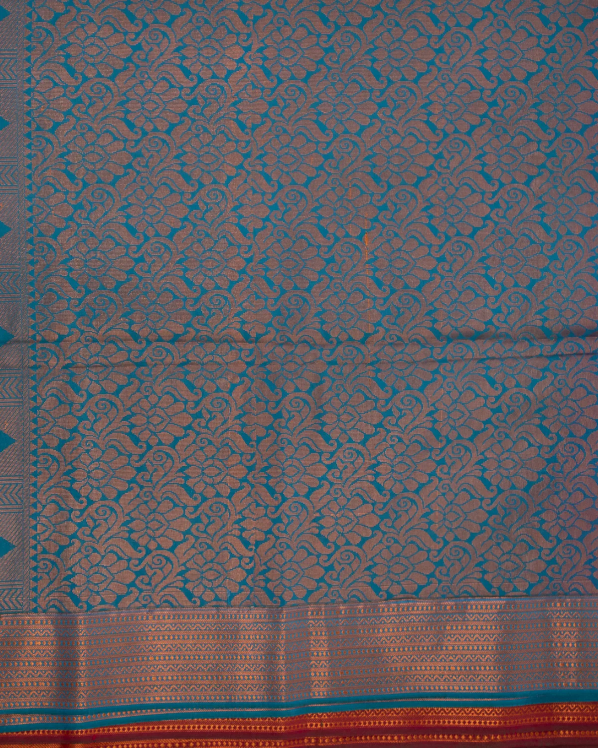 Kolam Red Kanchipuram Saree with Geometric Buttas — photo 3