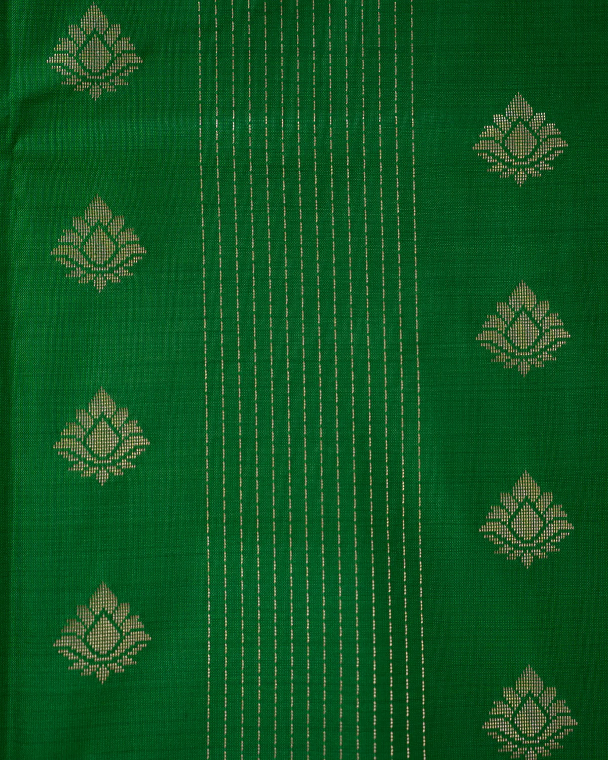 Padma Green Kanchipuram Saree with Striped Border — photo 6