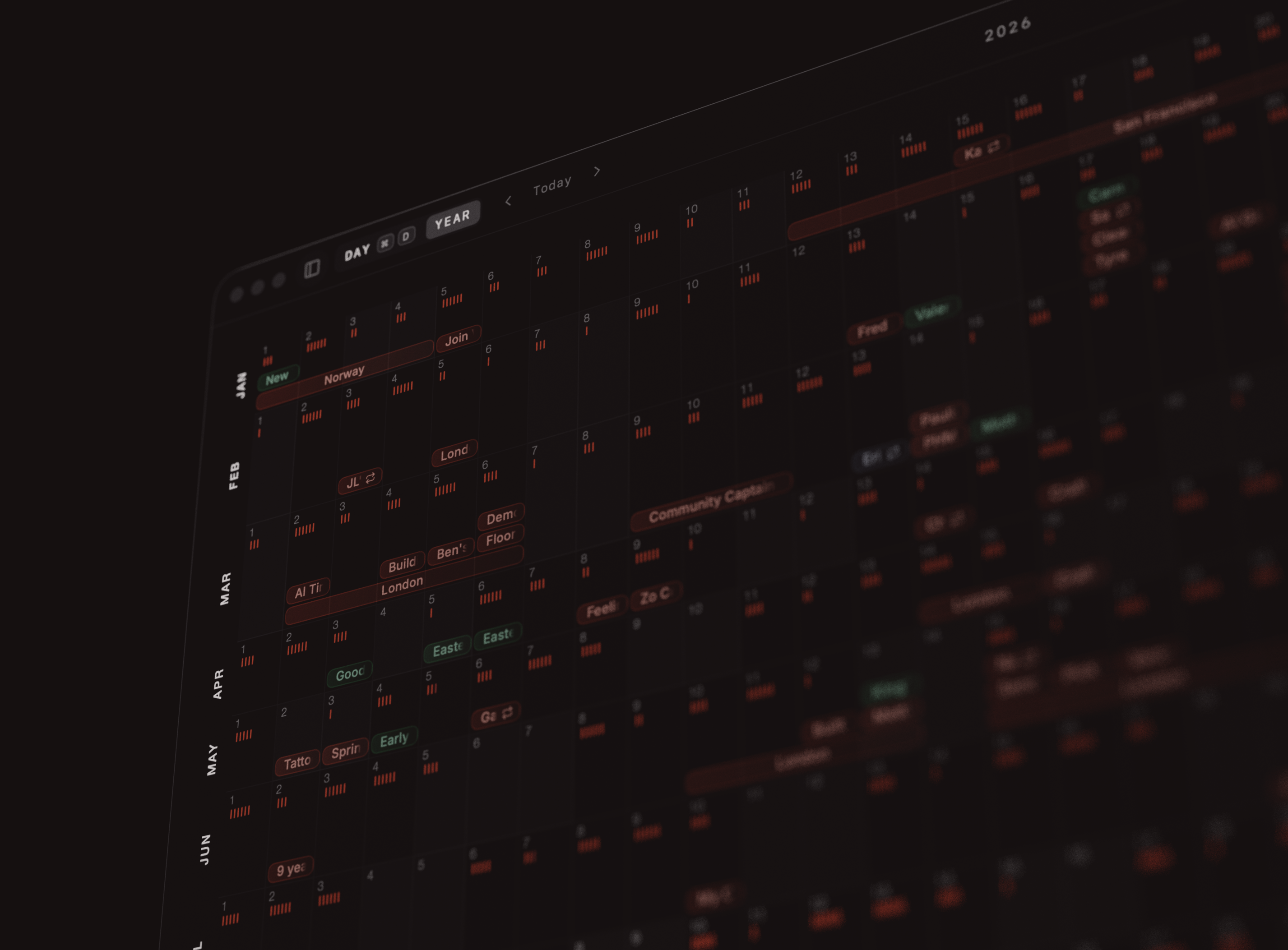 Radical desktop year view calendar grid