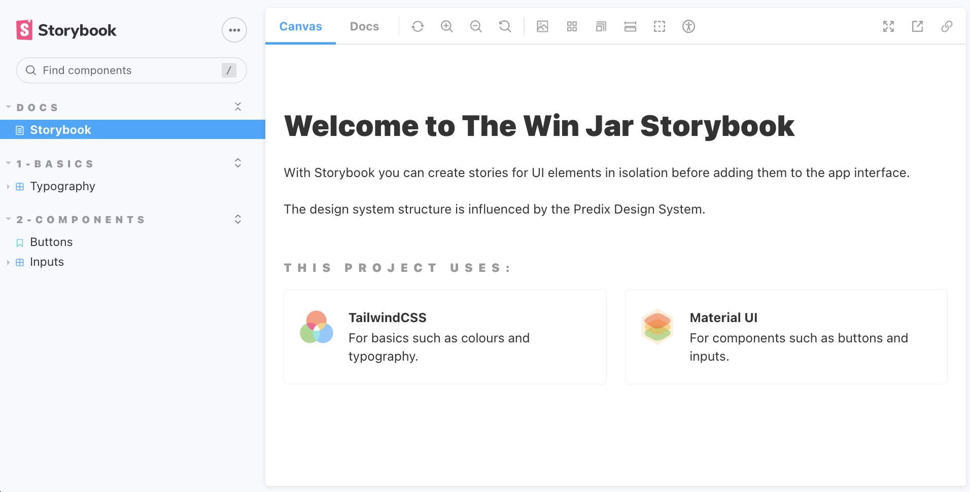 screenshot of storybook for the win jar