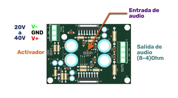 Conexión de amplificador estéreo con tda7294