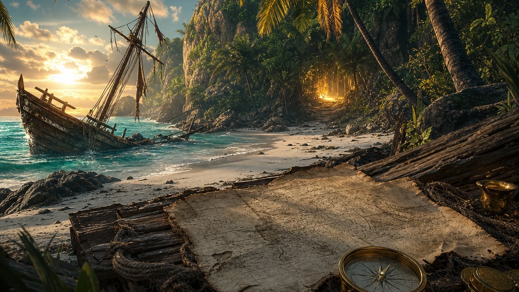 Cover art for the Maze AI scenario Marooned Gold