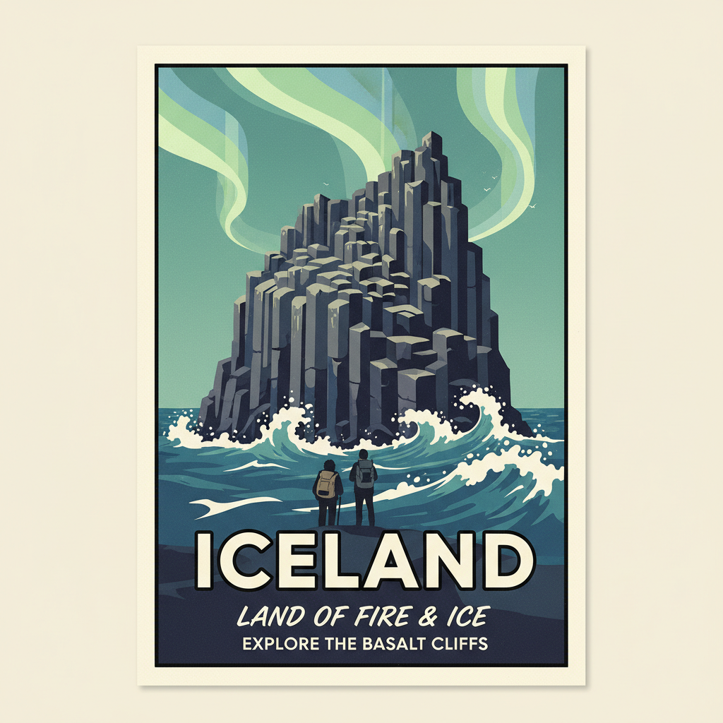 Iceland Travel Poster, 1960s Style