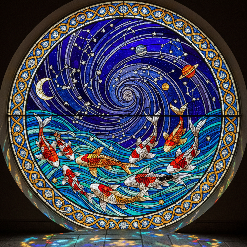 Stained Glass Koi and Constellations