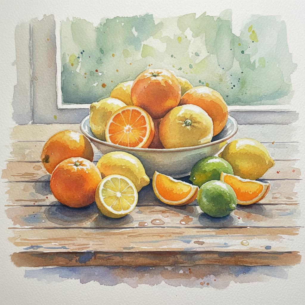 Citrus Still Life in Watercolor