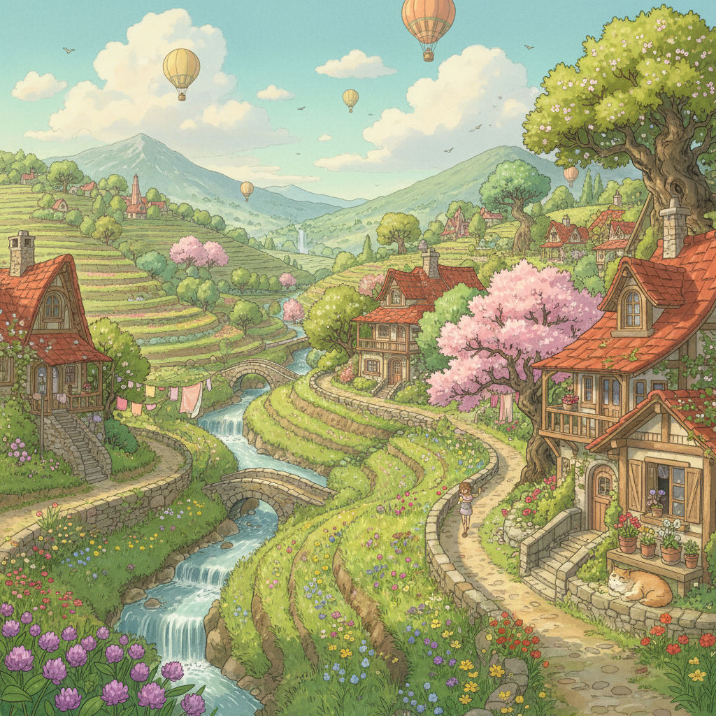 Hillside Village in Spring