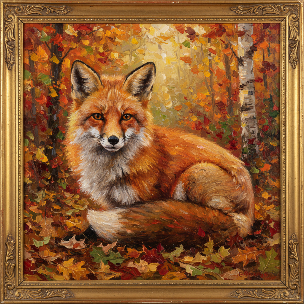 Fox in Autumn Leaves