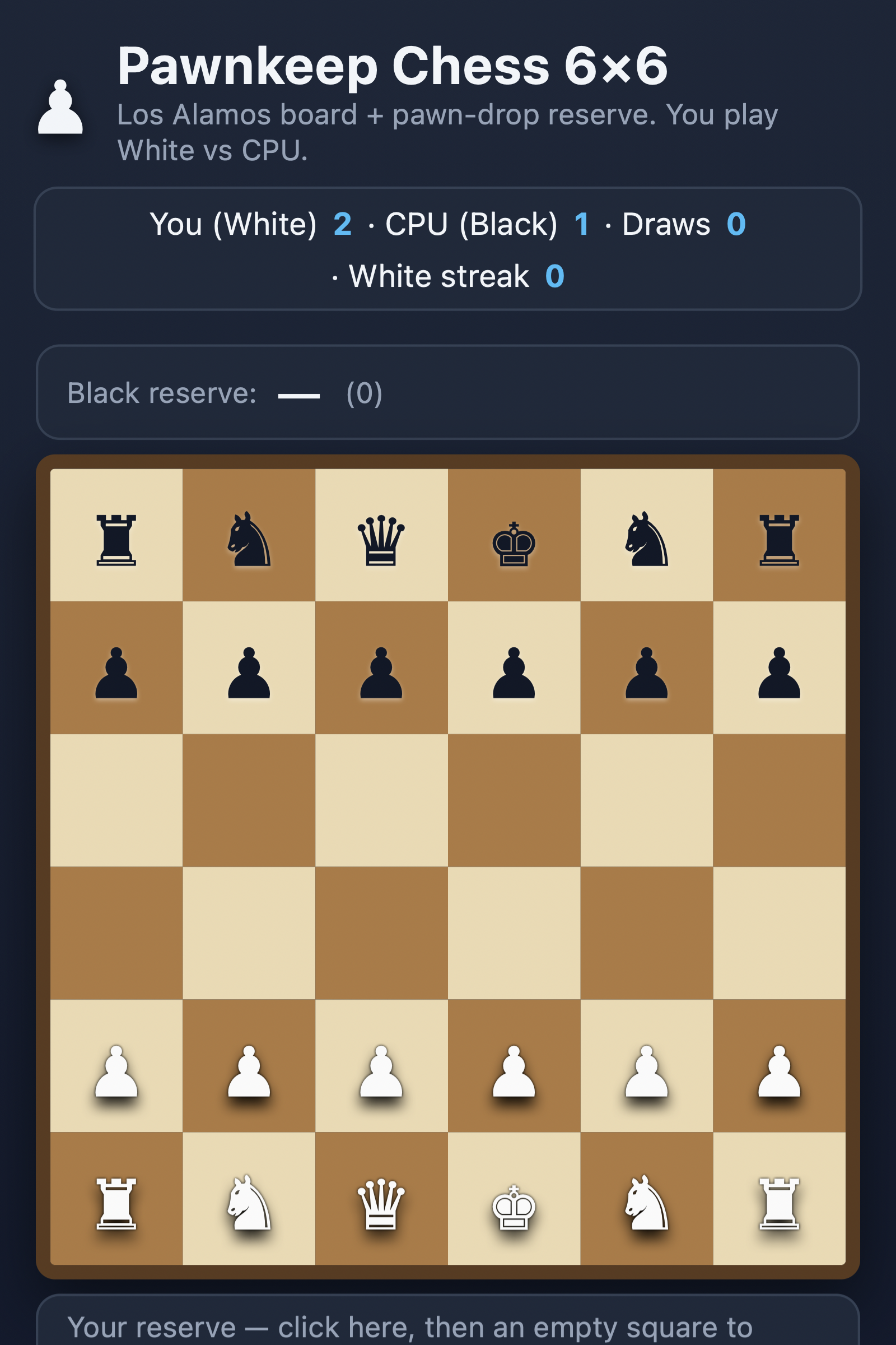 Pawnkeep Chess 6×6