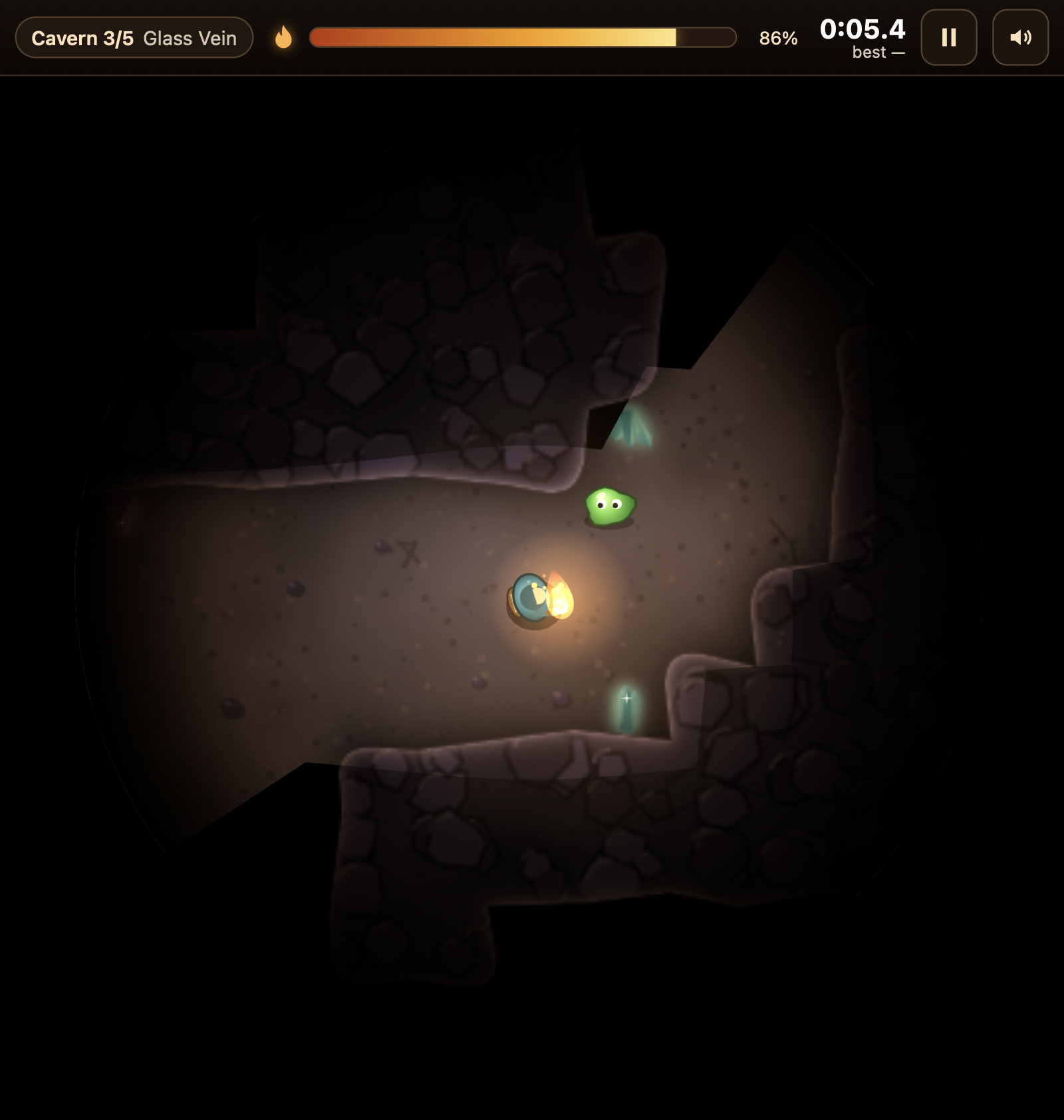 Torchlit Cave Exploration Game