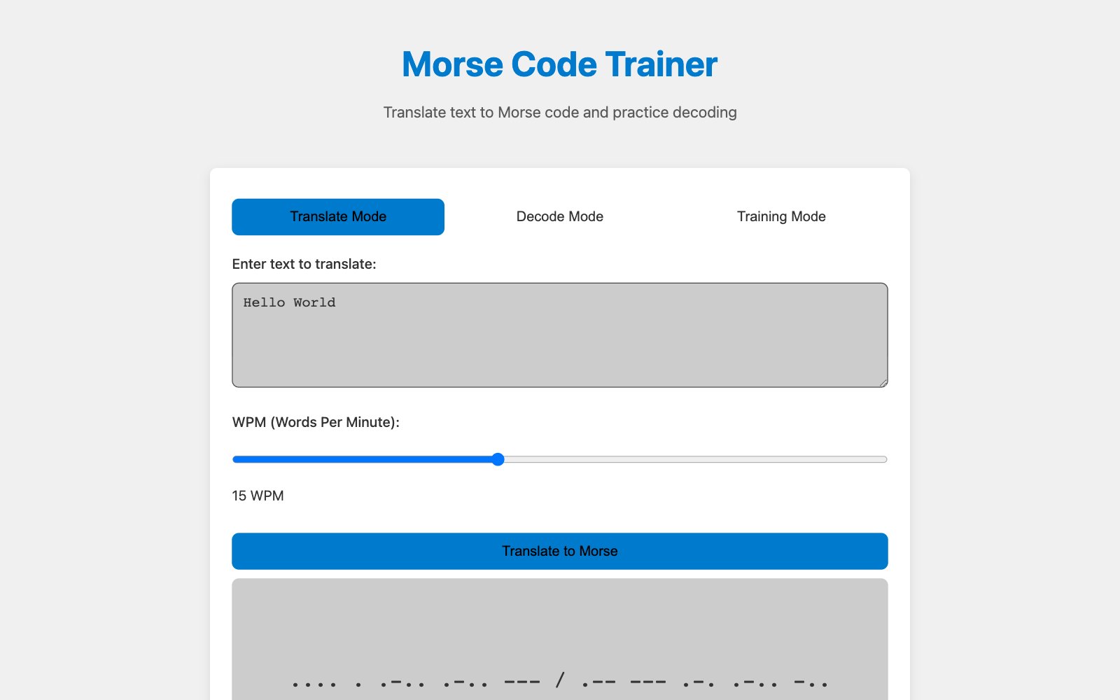 Morse Code Trainer