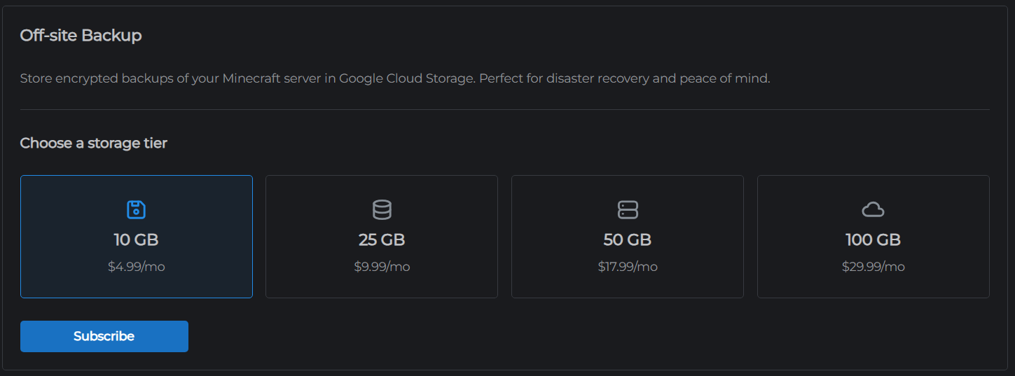 Purchase Backup