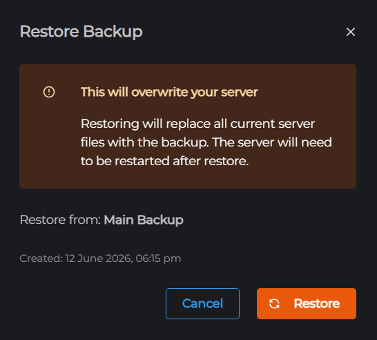 Confirm Restore