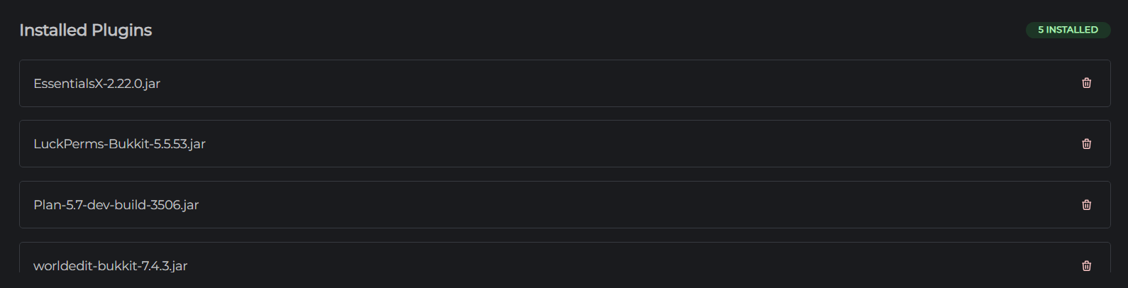 Installed Plugins