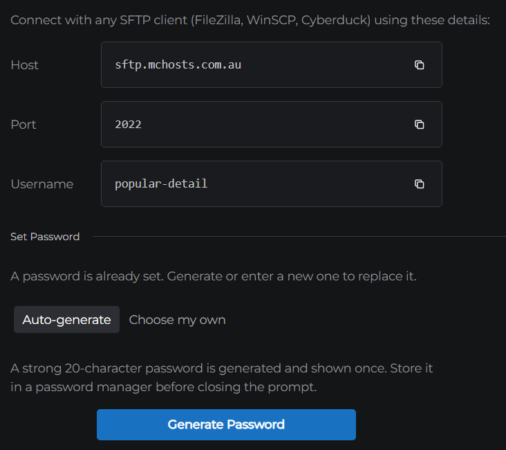 SFTP Details