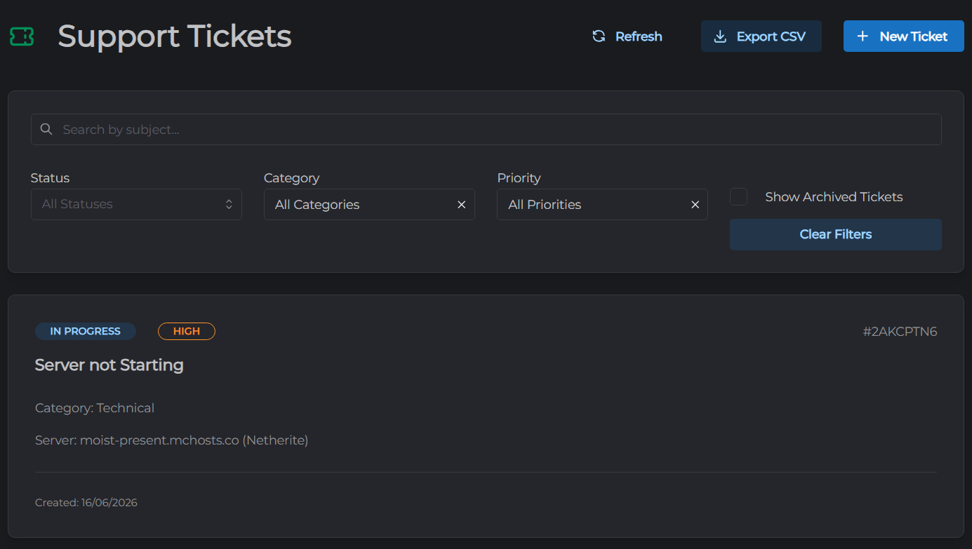 Open Tickets