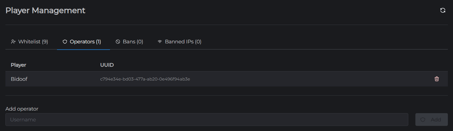Player Menu