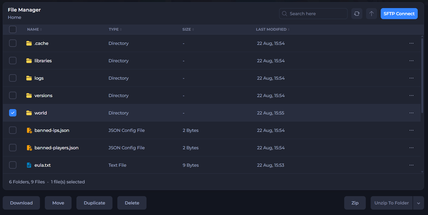 Shockbyte Files tab