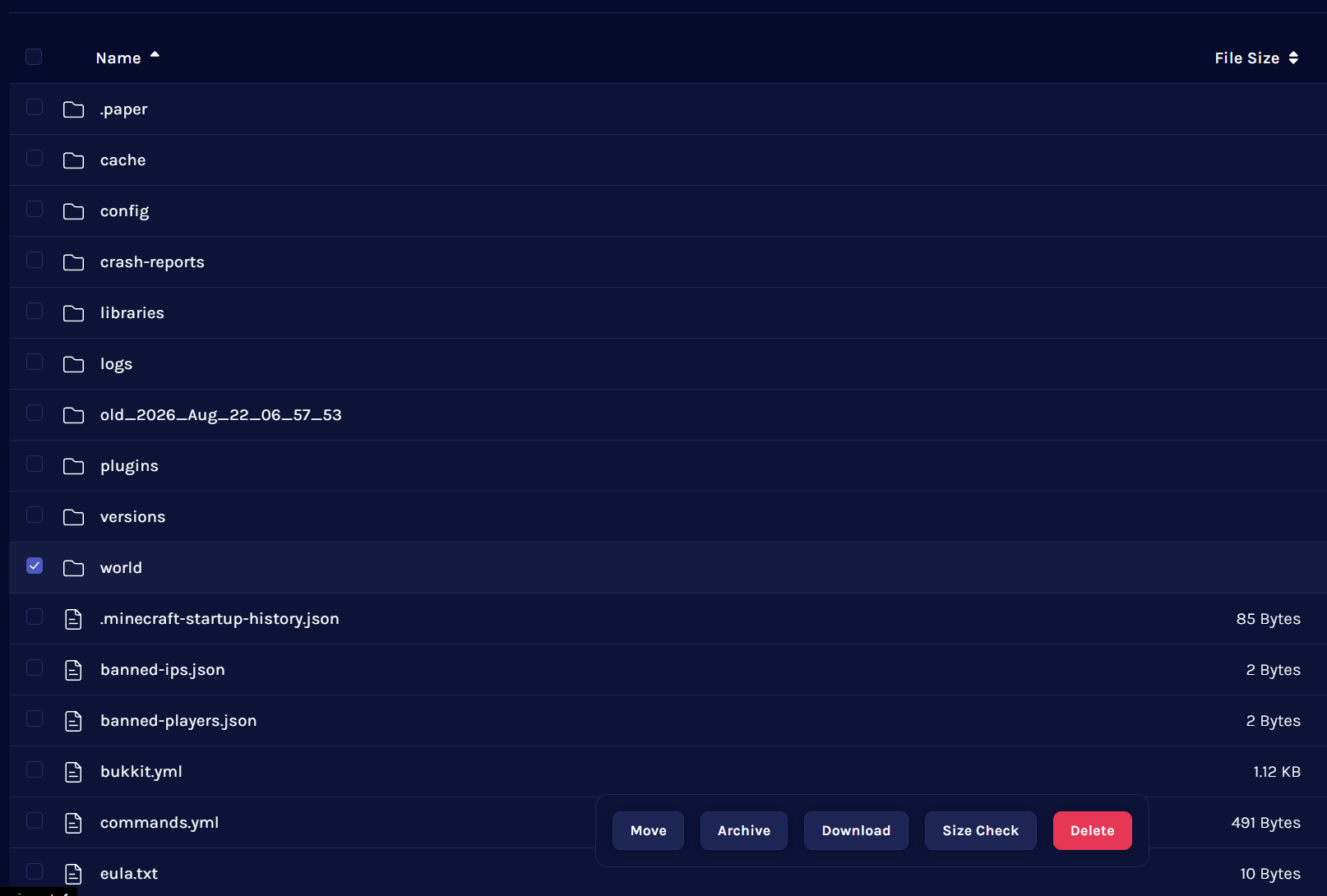 Starbase Files tab