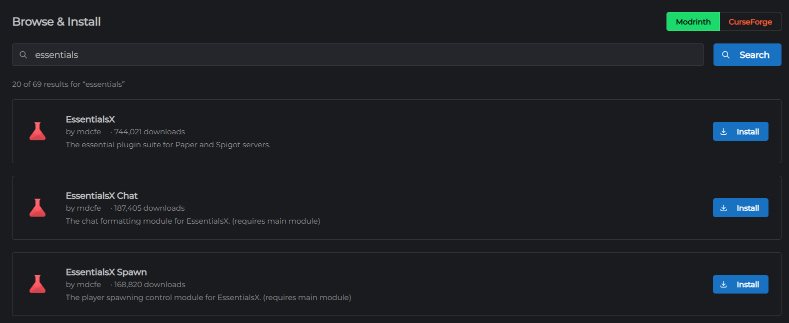 Plugins & Mods tab