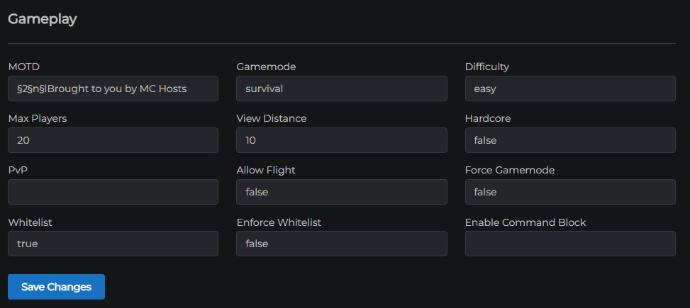 Server Properties