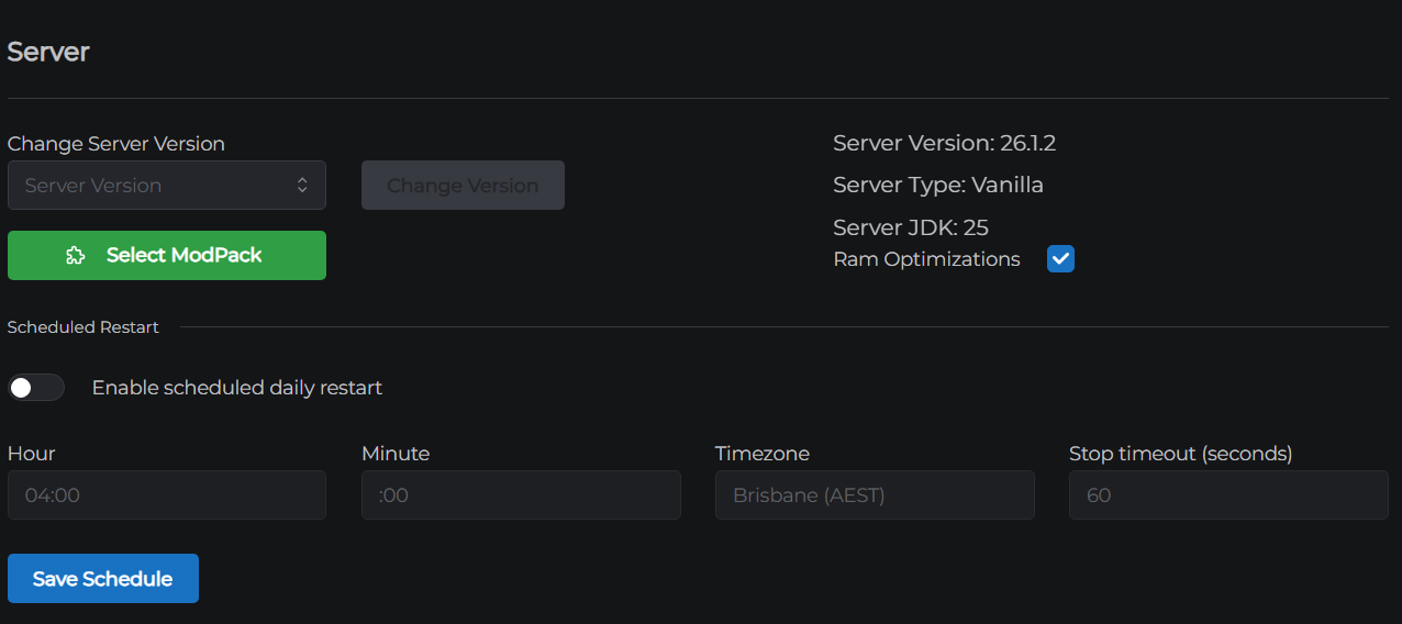Version Management & Scheduled Restarts