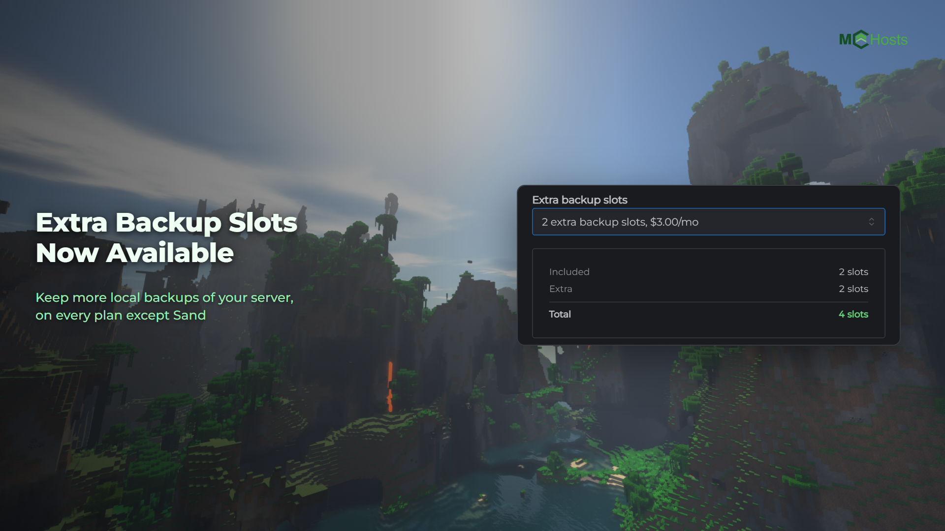 Extra Backup Slots Now Available