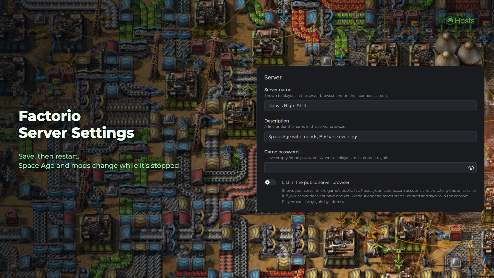 Factorio Server Settings