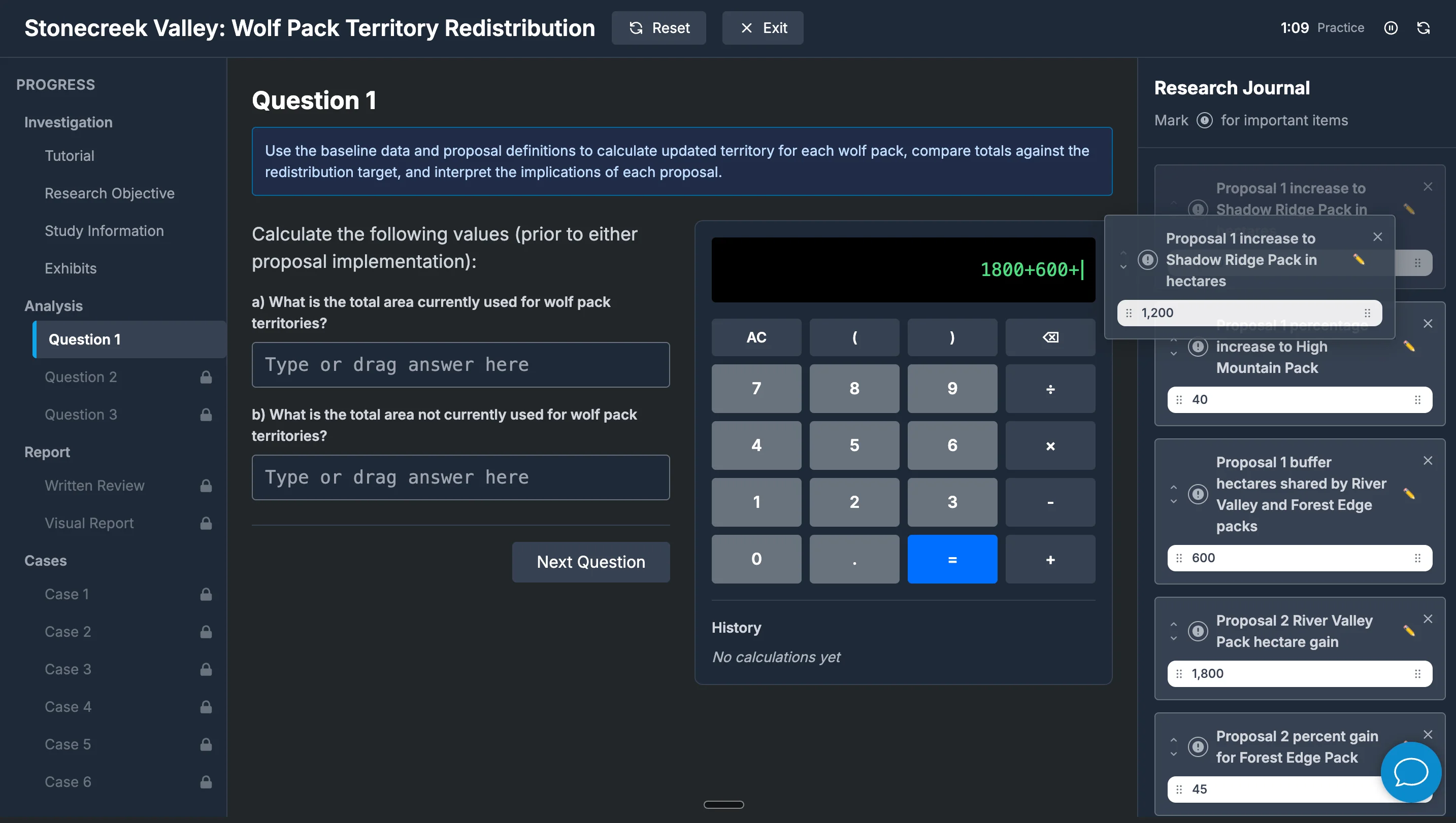 Red Rock — analysis with built-in calculator