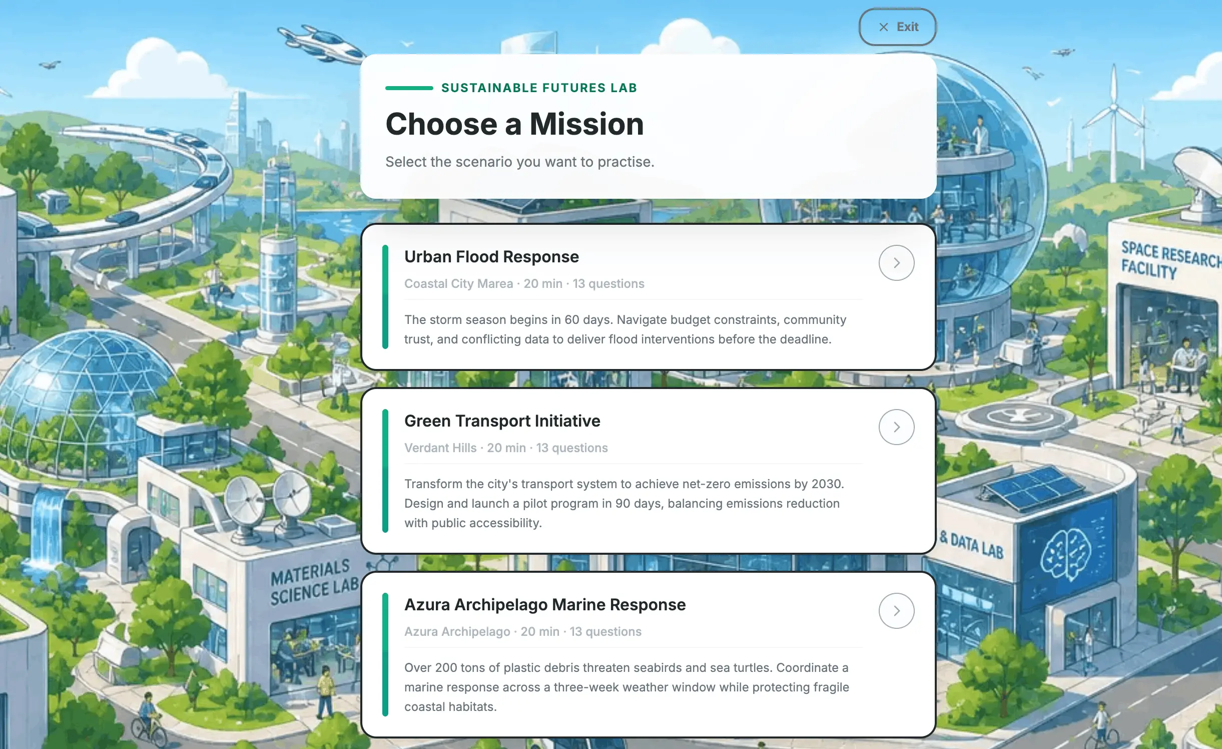 Sustainable Futures Lab simulator preview