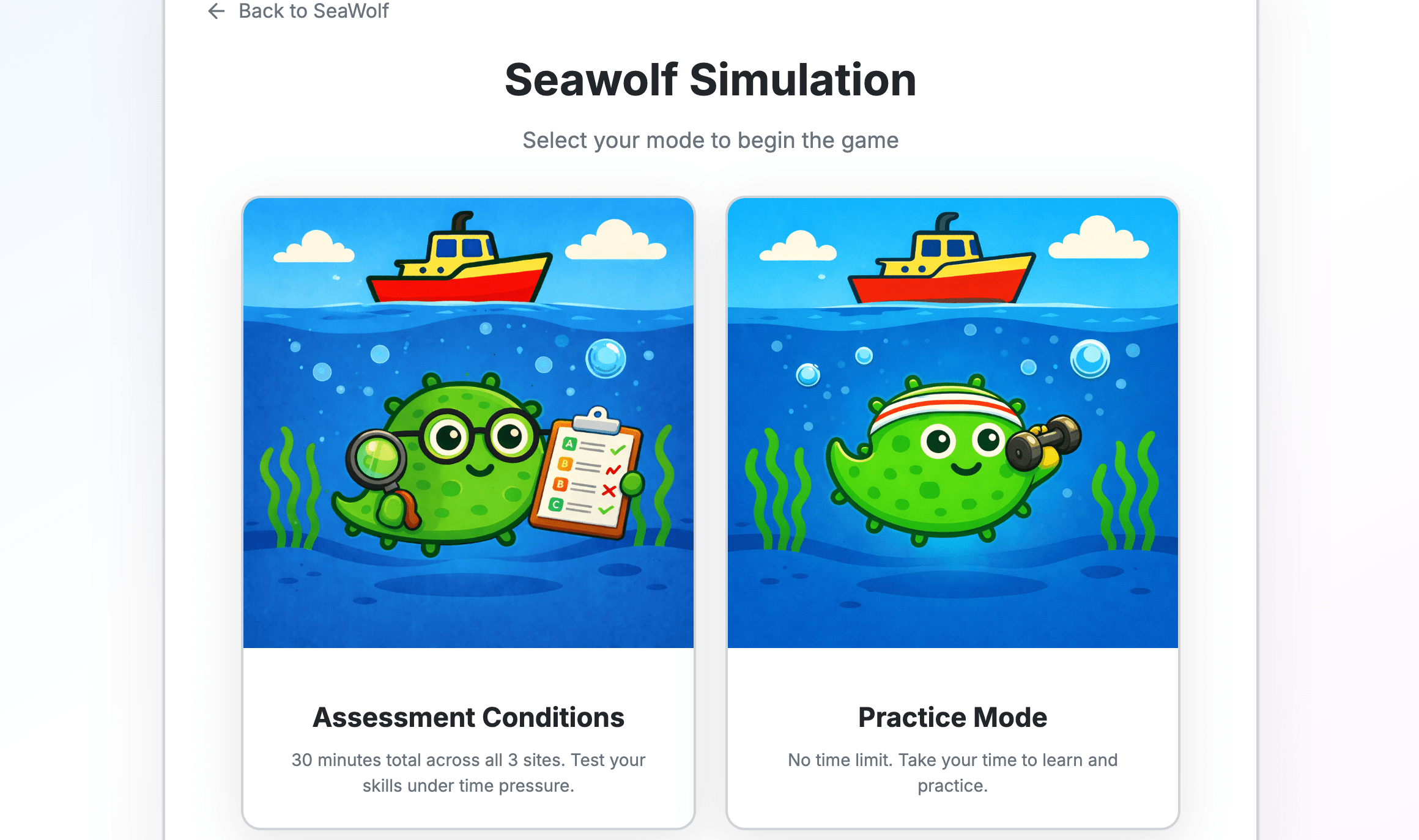 Seawolf mode selection - Practice and Assessment