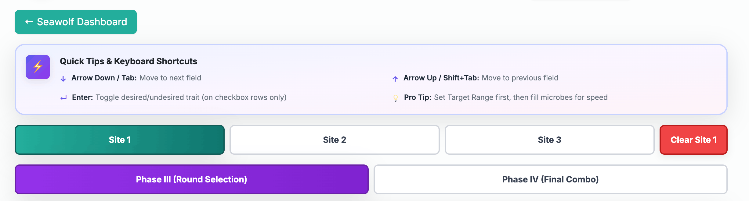 Keyboard shortcuts for fast input