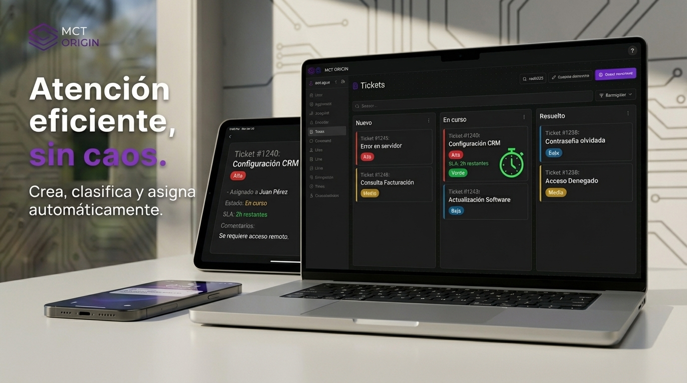 Tickets (Creación, Prioridad, Asignación)