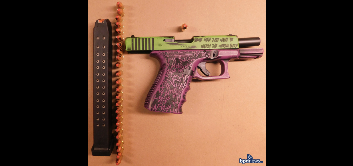Brockton Boozer Caught Speeding Drunk With Joker Glock That Looks Like a Cosplay Prop