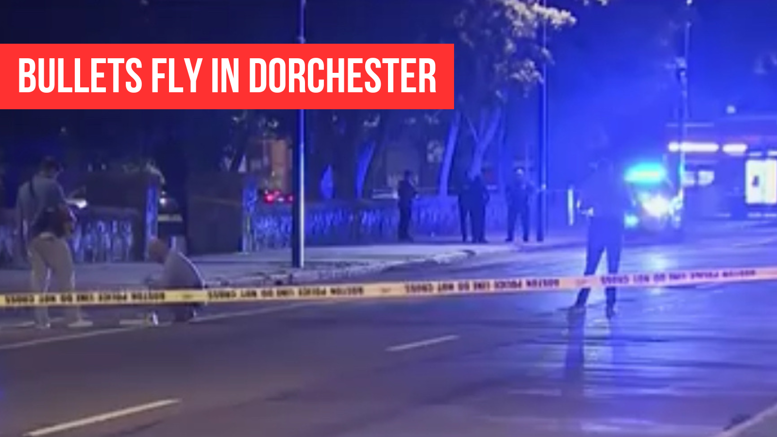 Crime tape blankets Blue Hill Avenue after brazen Monday night shooting
