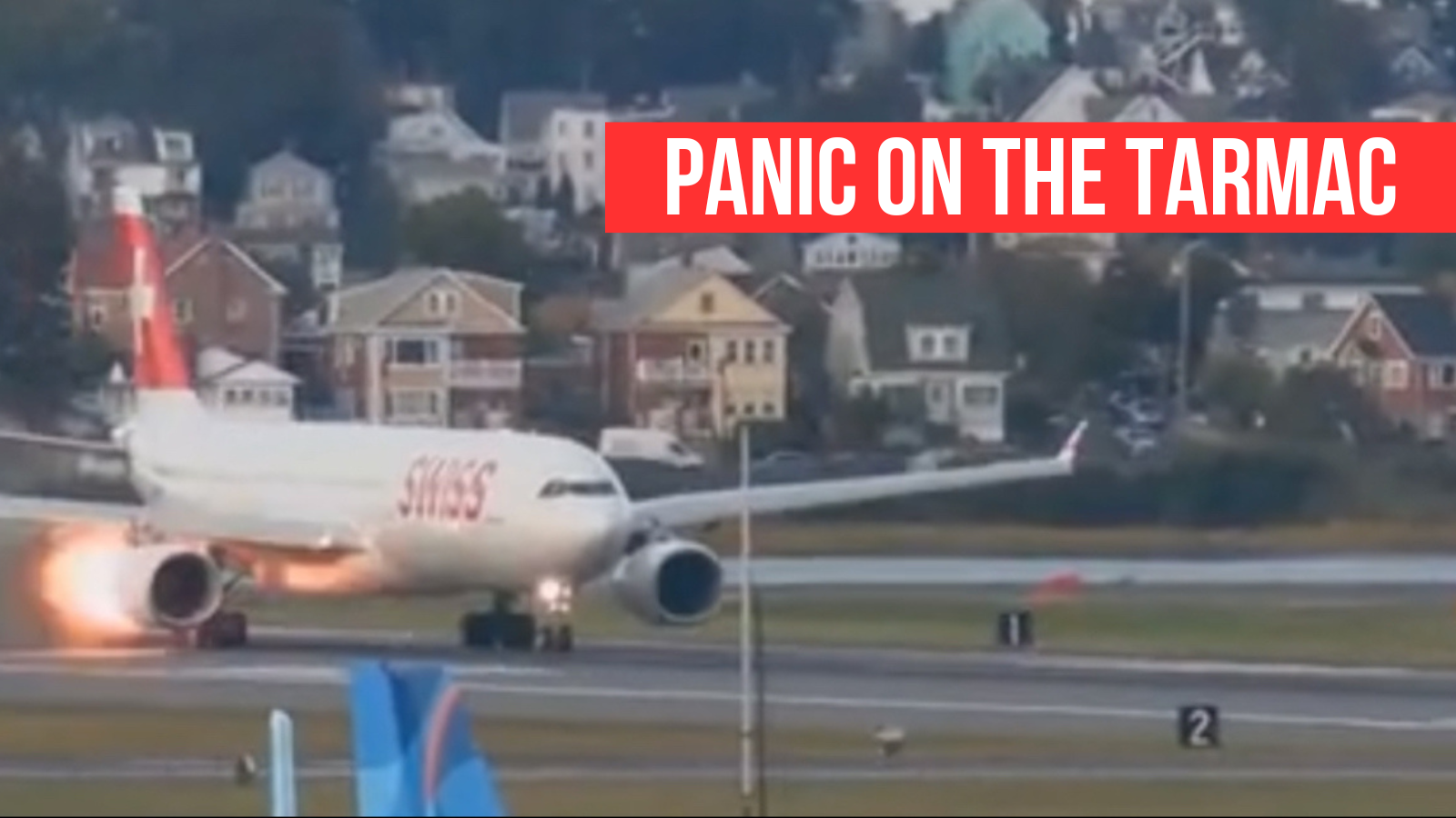 Terrified passengers watch Swiss Air engine erupt in flames at Logan